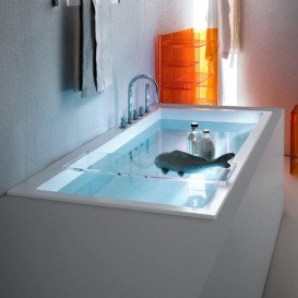 Ванна Laufen Kartell 170х86 см с подсветкой перелива искусственный камень Sentec solid surface белый H2233320006161