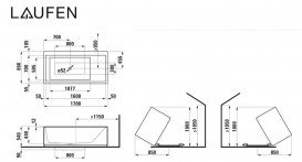 Ванна Laufen Kartell 170х86 см с подсветкой перелива искусственный камень Sentec solid surface белый H2243320006161
