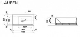 Ванна Laufen Kartell 170х86 см кутова права з панеллю з підсвічуванням переливу штучний камінь Sentec solid surface білий H2233350006161