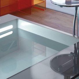 Ванна Laufen Kartell 176х76 см с подсветкой перелива искусственный камень Sentec solid surface белый H2223320006161
