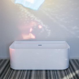 Ванна Laufen Sonar 160х81,5 см с отверстиями для смесителя искусственный камень Sentec solid surface белый H2203470000361
