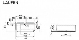  	Ванна Laufen Sonar 160х81,5 см искусственный камень Sentec solid surface белый H2203470000001