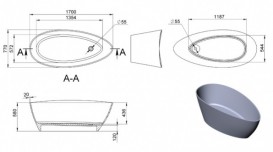 Ванна мраморная отдельностоящая Буль-Буль Dolores 170х77х58 белая 14170001