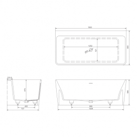 Ванна отдельно стоящая каменная Volle Solid surface 165х80 белый 12-40-051