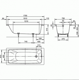Ванна сталева Kaldewei Cayono 180x80 см 3,5 мм 241 л білий 275100010001