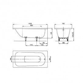 Ванна сталева Kaldewei Saniform Plus 140х70 см 3,5 мм 137 л білий 111500010001