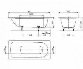 Ванна стальная Kaldewei Saniform Plus 160х75 см 3,5 мм 177 л белый 112500010001