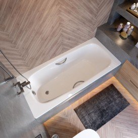 Ванна сталева Koller Pool Deline 160х75 см з ручками і ніжками білий B65US200E+APMROS100+FRESH