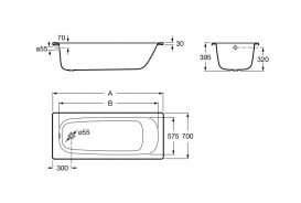 Ванна сталева Roca Contesa 170x70 см товщина 3,5 мм 185 л білий A237760000