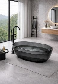 Ванна скляна VBI Vesuvio окремостояча 170х78 см чорний VBI-075001