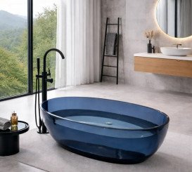 Ванна стеклянная VBI Vesuvio отдельностоящая 170х78 см синий VBI-075003