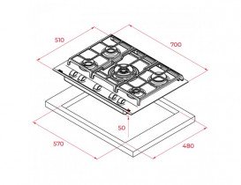 Варочная поверхность газовая Teka UrbanColor Total GZC 75330 XBN черный 112570061