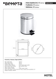 Ведро для мусора Bemeta Hotel 12 л нержавеющая сталь хром 104315032
