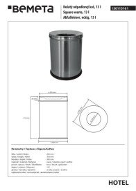 Відро для сміття Bemeta Hotel 13 л нержавіюча сталь хром матовий 150115161