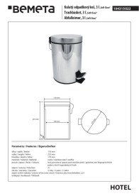 Ведро для мусора Bemeta Hotel 3 л нержавеющая сталь хром 104315022