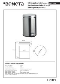 Відро для сміття Bemeta Hotel 5 л нержавіюча сталь хром матовий 104315052