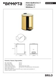 Ведро для мусора Bemeta Hotel 5 л нержавеющая сталь золото 161315010