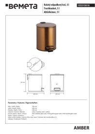 Відро для сміття Bemeta Hotel 5 л нержавіюча сталь мідне золото матове 155315010