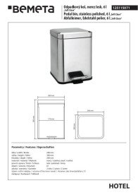 Ведро для мусора Bemeta Hotel 6 л нержавеющая сталь хром 125115071