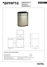 Ведро для мусора Bemeta Hotel 6 л нержавеющая сталь золотой 126115390