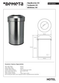 Ведро для мусора Bemeta Hotel 90 л нержавеющая сталь хром матовый 137115215