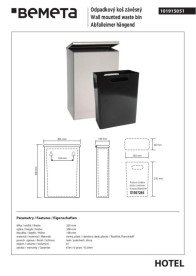 Ведро для мусора Bemeta Hotel настенное 6 л нержавеющая сталь хром 101915051
