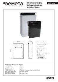 Ведро для мусора Bemeta Hotel настенное 6 л нержавеющая сталь хром матовый 101915055
