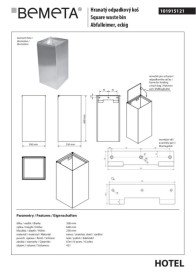Ведро для мусора Bemeta Hotel настенное 45 л нержавеющая сталь хром 101915121