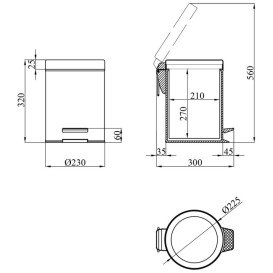 Ведро для мусора Kroner KRM Rizze-ACE413 8 л металл/пластик хром CV022923