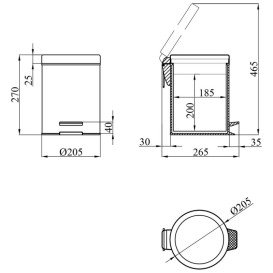 Ведро для мусора Kroner KRM Rizze-ACE412 5 л металл/пластик хром CV022922