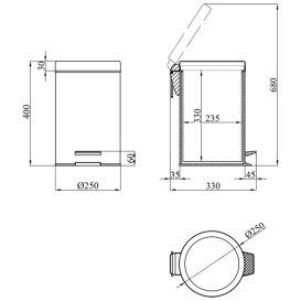 Ведро для мусора Kroner KRM Rizze-ACE414 12 л металл/пластик хром CV022924