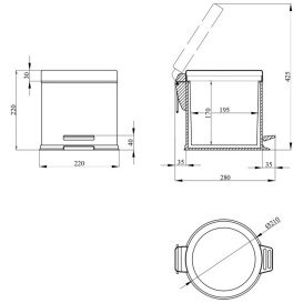 Відро для сміття Kroner KRM Rizze-ACE411 3 л метал/пластик хром CV027998