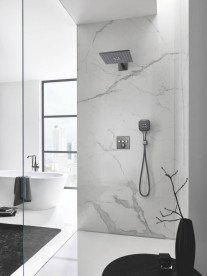 Верхний душ Grohe Rainshower 310 SmartActive Cube 2-режимный с держателем темный графит матовый 26479AL0