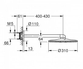 Верхний душ Grohe Rainshower 310 SmartActive с кронштейном холодный рассвет глянец 26475GL0