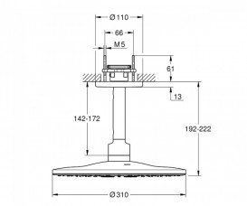 Верхний душ Grohe Rainshower 310 SmartActive с потолочным держателем холодный рассвет глянец 26477GL0