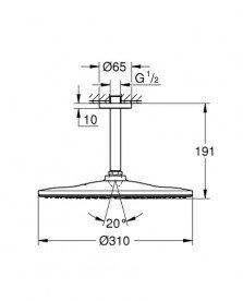 Верхній душ Grohe Rainshower Mono 310 з кронштейном 1 режим фантомний чорний 22122KF0