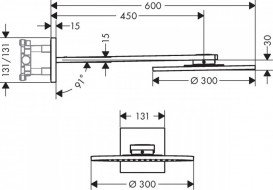 Верхній душ Hansgrohe Axor ShowerSolutions Ø300 мм 2 режими з тримачем шліфований чорний хром 35303340