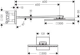 Верхний душ Hansgrohe Axor ShowerSolutions 300х300 мм 2 режима с держателем матовый никель 35318820