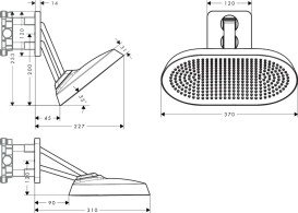 Верхній душ Hansgrohe Axor ShowerSphere 2jet 370х220 мм із кронштейном матова бронза 39745140