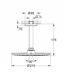 Верхний душ с потолочным кронштейном GROHE Rainshower Cosmopolitan Metal 21 хром 26053000