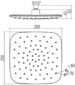 Верхний душ Ravak 983.10 квадратный пластик хром/белый X07P347