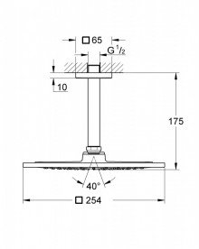 Верхній душ з кронштейном GROHE Rainshower F-series 254мм стельовий кронштейн хром 26061000