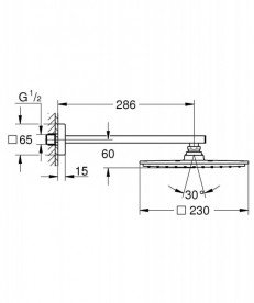 Верхний душ с настенным кронштейном Grohe Rainshower Allure 230 латунь хром 26054000