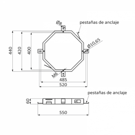 Верхний душ с потолка GRB Hidromasaje Circular Cloud встраиваемый хром 059150