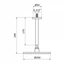 Верхний душ с потолка GRB Hidromasaje Plot с кронштейном хром 05045006