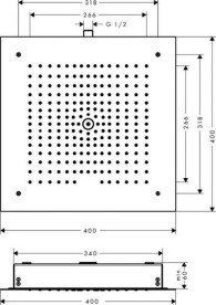 Верхний душ с потолка Hansgrohe Raindance E 400х400 мм 1 режим EcoSmart черный матовый хром 26253340