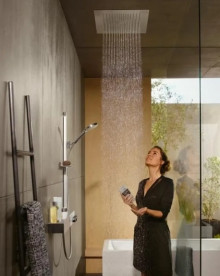 Верхній душ зі стелі Hansgrohe Raindance E 400х400 мм 1 режим EcoSmart золото 26253990