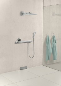 Верхний душ с тропическим душем Hansgrohe коллекция Rainmaker Select 2jet 460 мм хром/черный 24005600