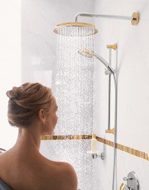 Верхній душ з тропічним душем Hansgrohe колекція Raindance Classic AIR хром / золото 27424090