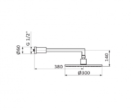 Верхній душ зі стіни GRB Hidromasaje Daylight 1 режим хром 05027008
